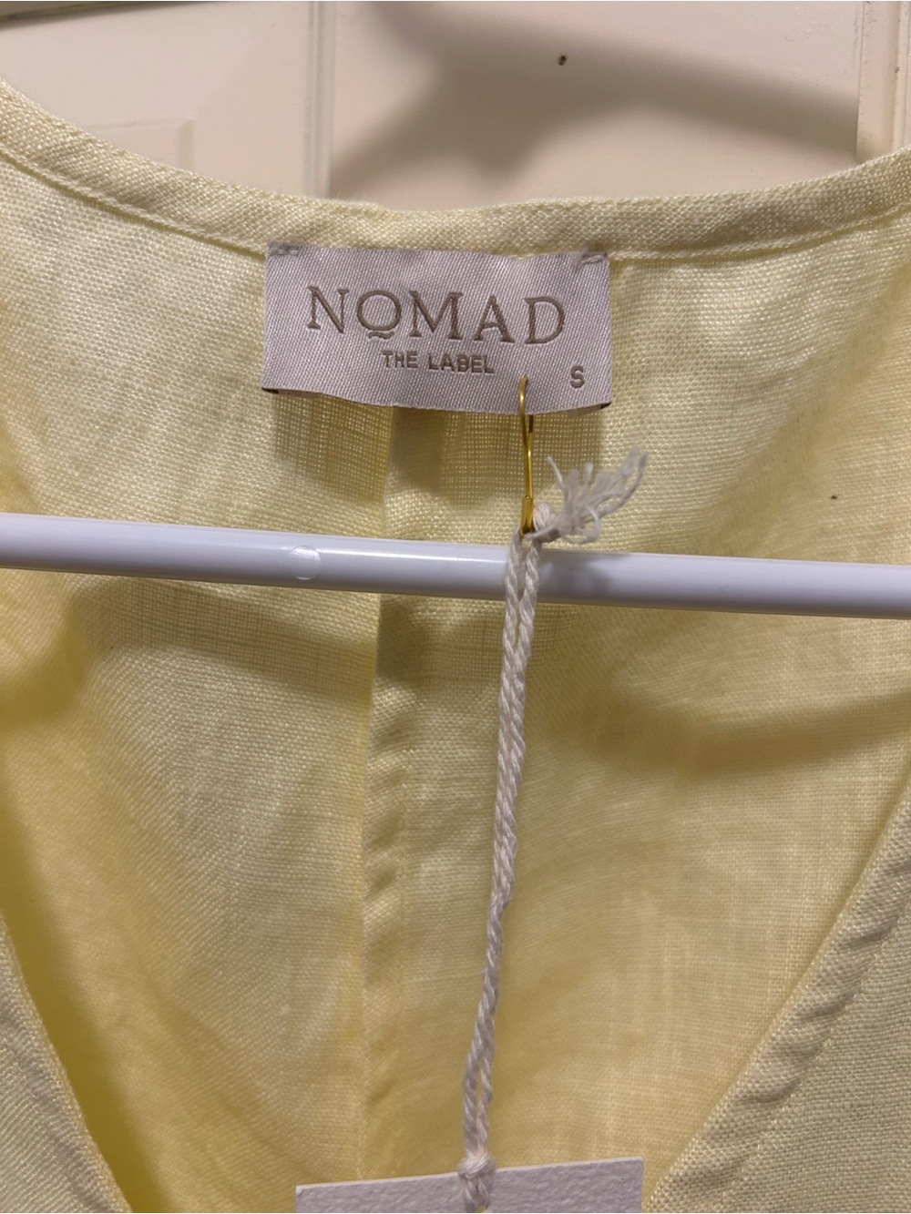 Nomad The Label Sleeveless V-Neck Wide-Leg Jumpsuit in Pale Yellow NWT - Picture 6 of 10